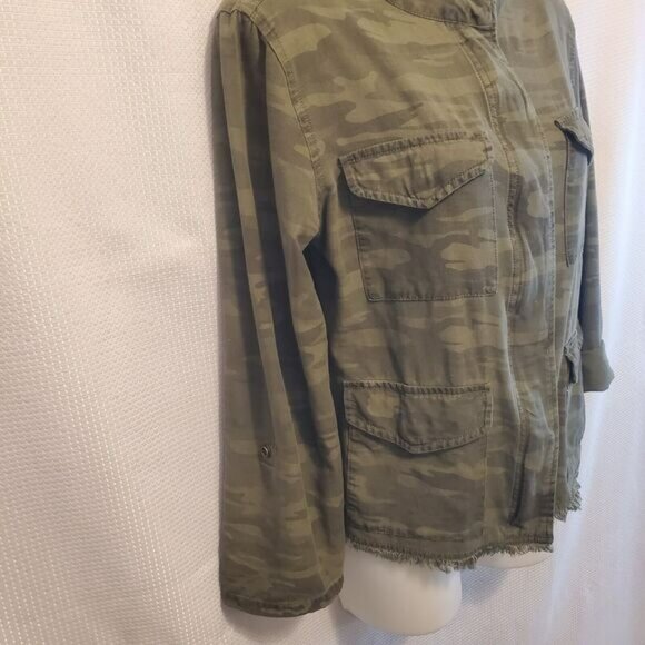 Revolve Sanctuary Womens Cropped Band Collar Raw Hem Jacket Sz Small Boxy - Picture 5 of 15